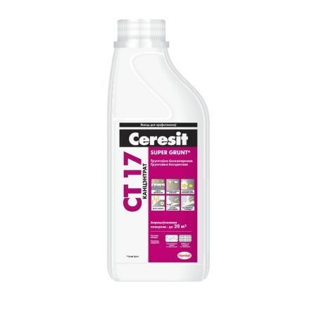 Грунтовка бесцветная (концентрат) Ceresit CT 17, 1 л (1 кг)