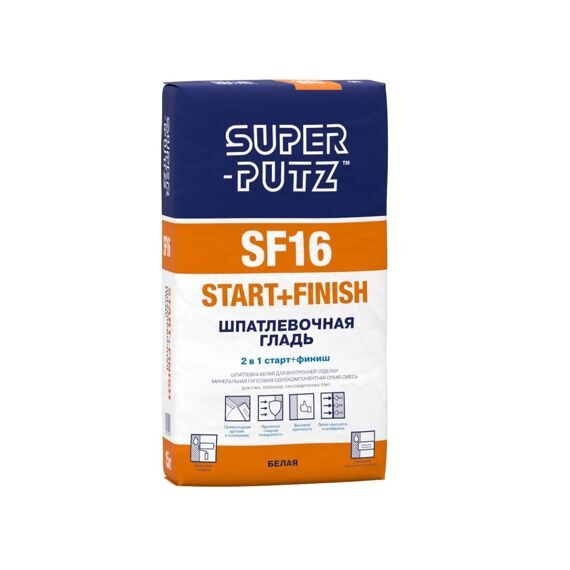 Шпатлевка SUPER-PUTZ SF16 START+FINISH шпатлевочная гладь, 15кг