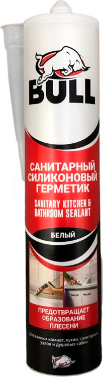 Санитарный силикон 280 мл (белый) Bull, Турция