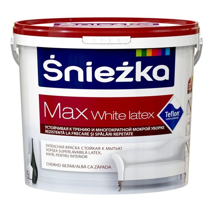 Краска матовая латексная Sniezka Max 5л (белый), Польша
